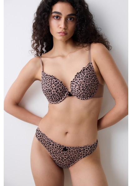 Leopard Intense Extra Push Up Kahverengi Sütyen