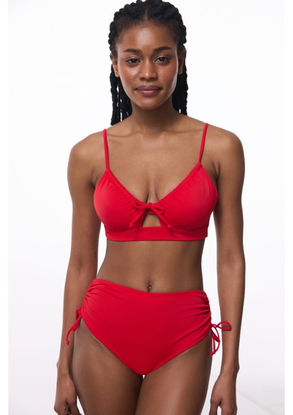 Kırmızı High Fashion Yüksek Bel Bikini Altı