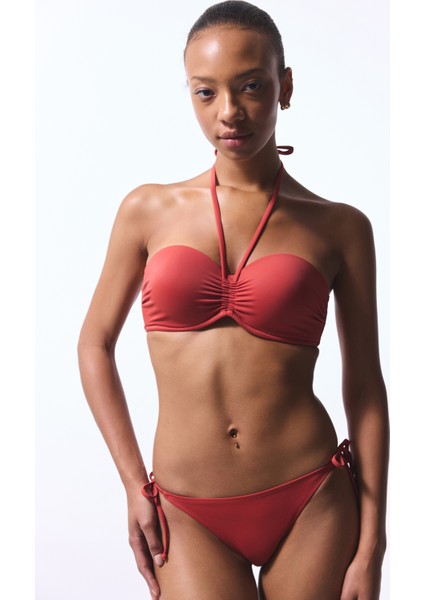 Tarçın Rengi Bağlamalı Düşük Bel Bikini Altı
