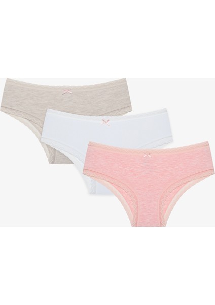 Daily Lace 3lü Pamuklu Bej Hipster Külot