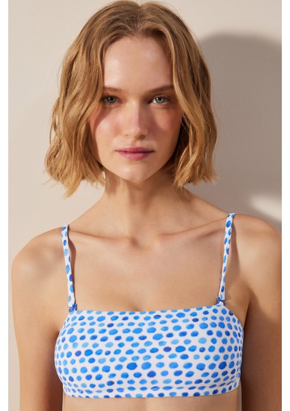 Drip Straplez Dokulu Çok Renkli Bikini Üstü