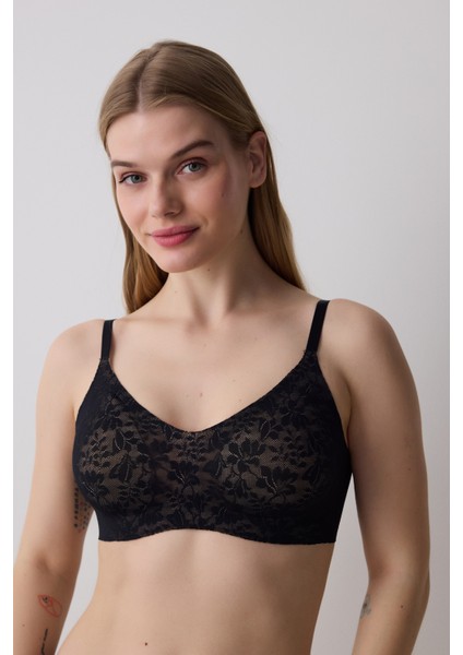 Tattoo Effect Lace Invisible Bonding Siyah Sütyen