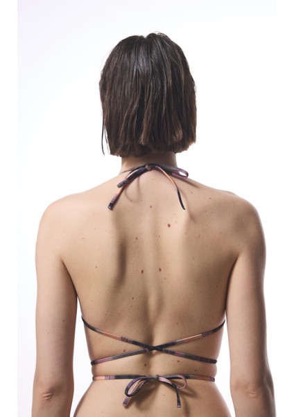 Nixie Çizgili Tokalı Üçgen Bikini Üstü
