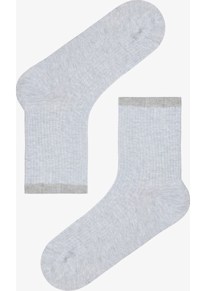 Ribbed 5li Gri Çok Renkli Soket Çorap