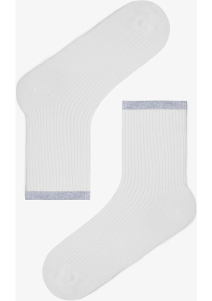 Ribbed 5li Gri Çok Renkli Soket Çorap