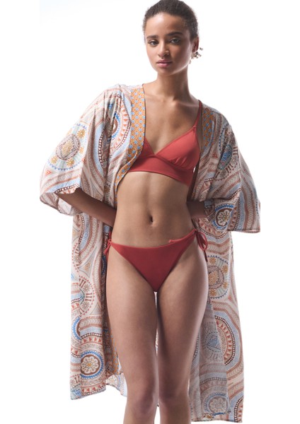 Della Etnik Desen V Yaka Maxi Kimono