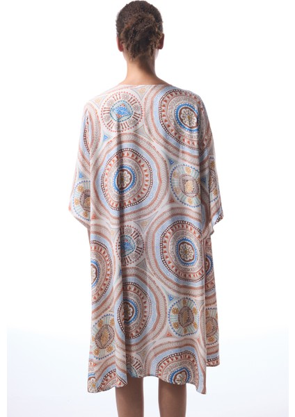 Della Etnik Desen V Yaka Maxi Kimono