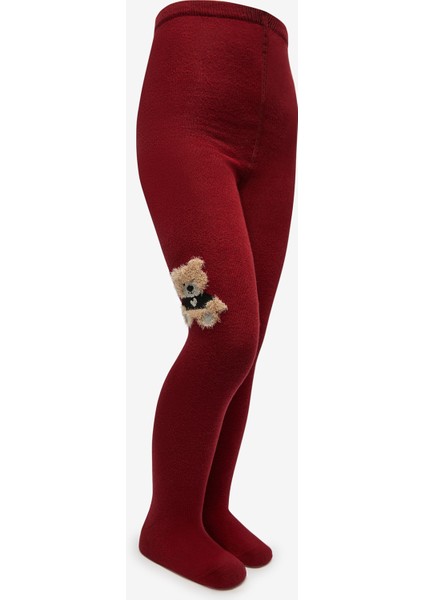 Pretty Teddy Bear Bordo Külotlu Çorap
