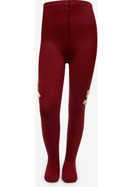 Pretty Teddy Bear Bordo Külotlu Çorap