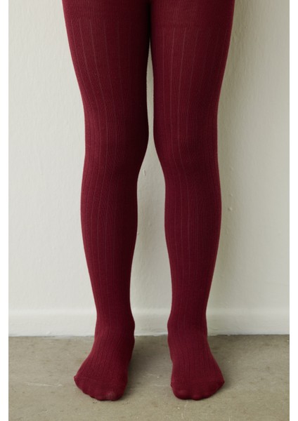 Pretty Rib Bordo 2li Külotlu Çorap