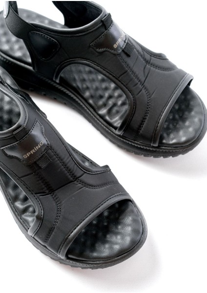 T-221 Siyah Spring Paraşüt Kumaş Lastikli Ortopedik Kadın Sandalet indirimleri