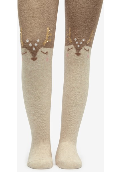 Pretty Sweet Deer Bej Külotlu Çorap