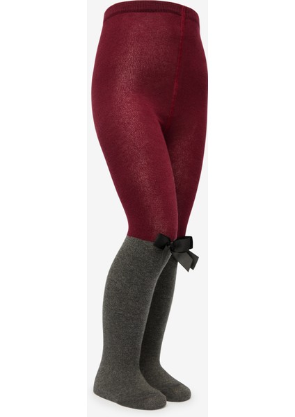 Pretty Ribbon Bordo Külotlu Çorap