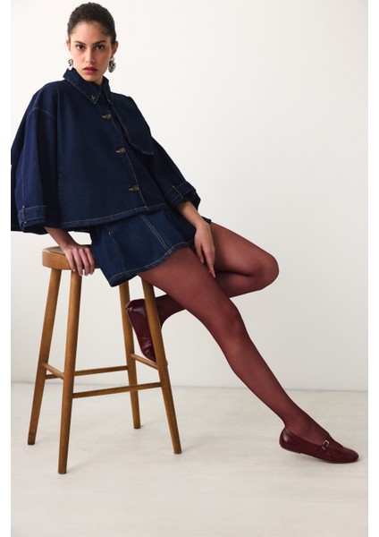 Cream Bordo Külotlu Çorap