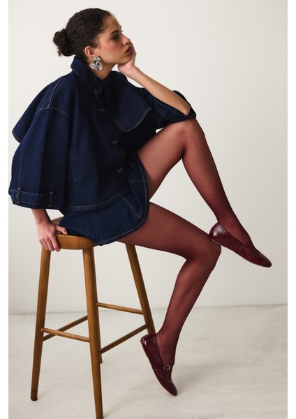 Cream Bordo Külotlu Çorap