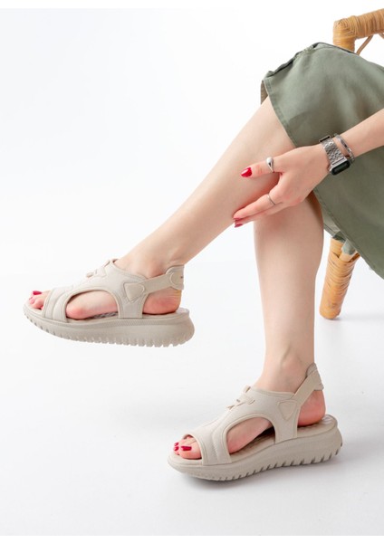 T-221 Bej Spring Paraşüt Kumaş Lastikli Ortopedik Kadın Sandalet fiyatları