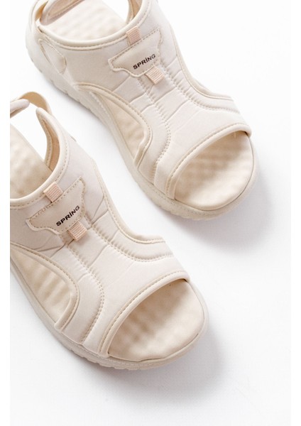 T-221 Bej Spring Paraşüt Kumaş Lastikli Ortopedik Kadın Sandalet indirimleri