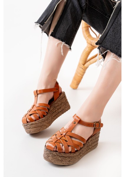 684-02 Taba Ortopedik Hakiki Deri Dolgu Kadın Sandalet fırsatları