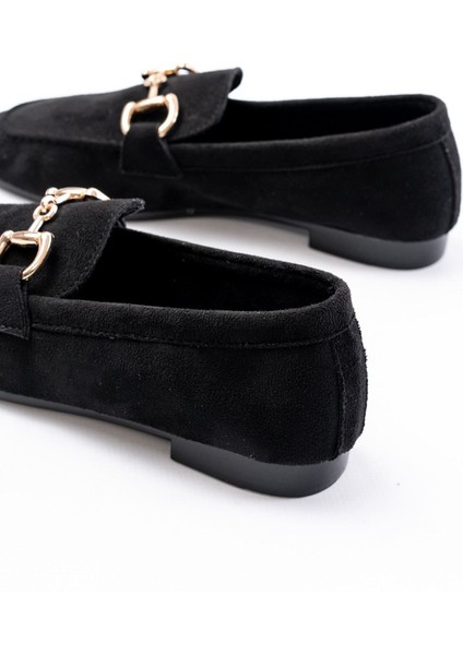 303 Siyah Süet Toka Aksesuarlı Günlük Kadın Babet indirimleri