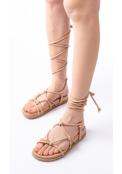 1001-1001 Nut Bilekten Bağcıklı Kadın Sandalet