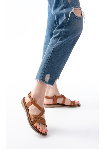 205-05 Taba Ortopedik Hakiki Deri Kadın Sandalet modelleri