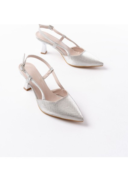 725 Gümüş Pul Desenli Sivri Burunlu Topuklu Kadın Ayakkabı fırsatları
