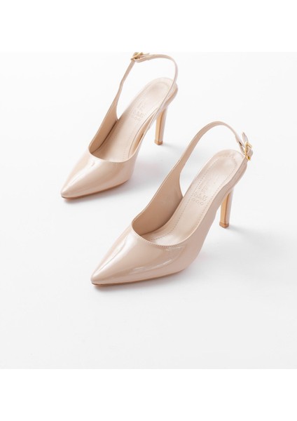 ST-1153 Bej Rugan Günlük Arkası Açık 9 cm Topuklu Kadın Ayakkabı fırsatları