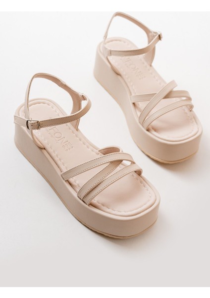 861-1016 Bej Dolgu Kadın Sandalet fiyatları