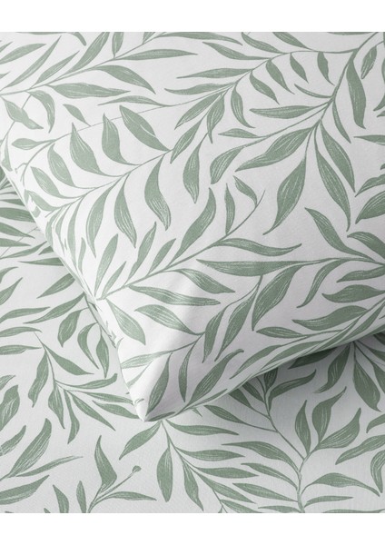 Leaf Dream Kolay Ütülenir Tek Kişilik Nevresim Takımı 160X220 cm Yeşil