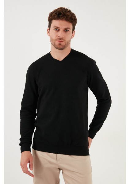 Pamuklu Regular Fit V Yaka Kazak Erkek Kazak 456202 V