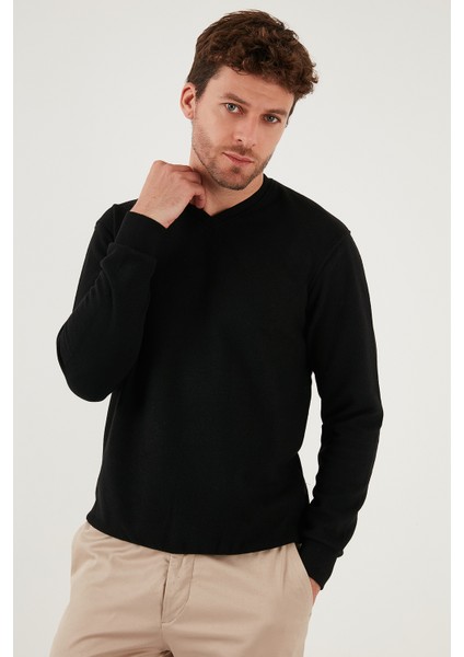 Pamuklu Regular Fit V Yaka Kazak Erkek Kazak 456202 V modelleri