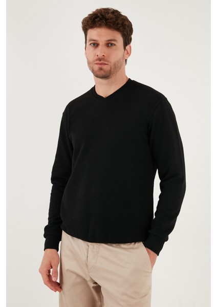 Pamuklu Regular Fit V Yaka Kazak Erkek Kazak 456202 V fırsatları