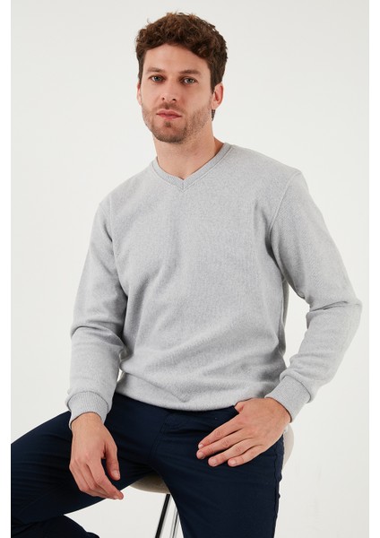 Pamuklu Regular Fit V Yaka Kazak Erkek Kazak 456202 V