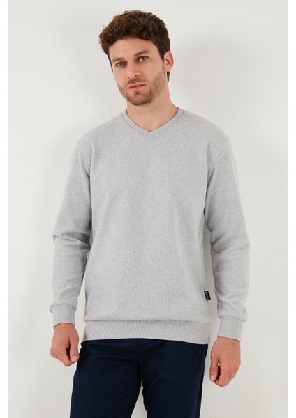 Pamuklu Regular Fit V Yaka Kazak Erkek Kazak 456202 V fırsatları