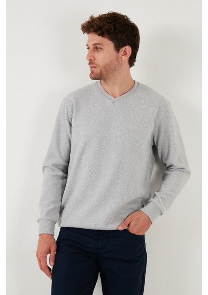 Pamuklu Regular Fit V Yaka Kazak Erkek Kazak 456202 V indirimleri