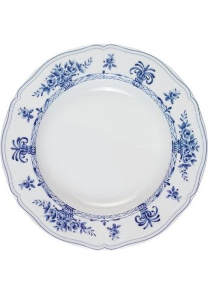 Neos Anthiros - Beyaz ve Mavi Çukur Tabak - 24 cm