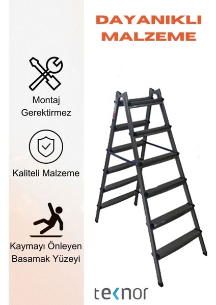 Çift Taraflı Dayanıklı 6+6 Metal Basamaklı Merdiven modelleri