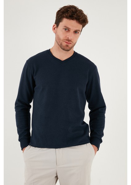 Pamuklu Regular Fit V Yaka Kazak Erkek Kazak 456202 V