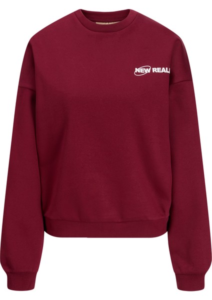 Kadin Baskili Sweatshirt - Ruby