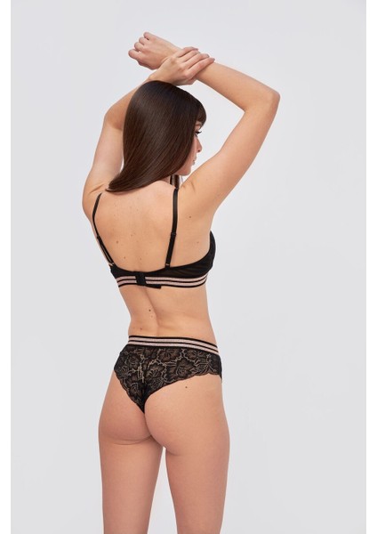 4791 Nbb Siyah Rose Silvery Simli Hafif Destekli Sütyen Takımı fiyatları