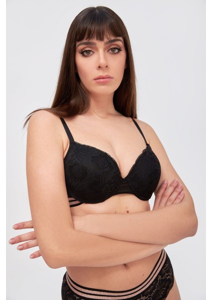 4791 Nbb Siyah Rose Silvery Simli Hafif Destekli Sütyen Takımı modelleri