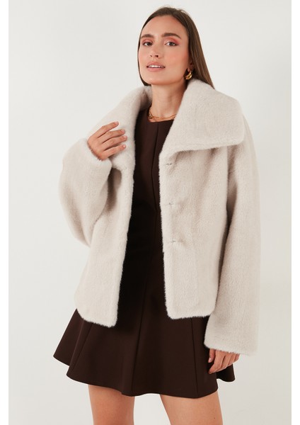 Oversize Fit Geniş Yaka Astarlı Kürk Bayan Kürk 497AFRA indirimleri