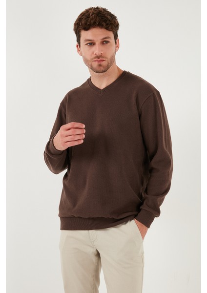 Pamuklu Regular Fit V Yaka Kazak Erkek Kazak 456202 V modelleri