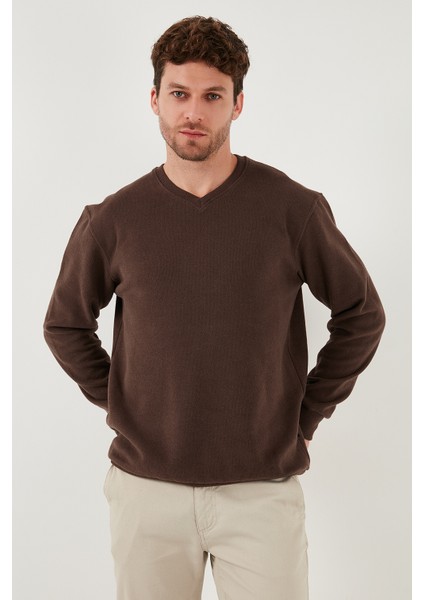 Pamuklu Regular Fit V Yaka Kazak Erkek Kazak 456202 V fırsatları