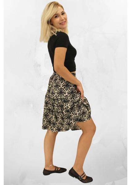 Kadın Şkadın Şort Etek Viskon Kumaş Midi Boyort Etek Viskon Kumaş Midi Boy
