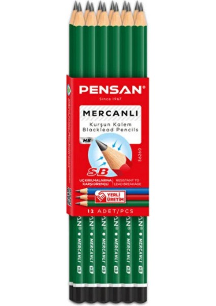 Hb Köşeli Mercanlı Kurşun Kalem 1 Adet