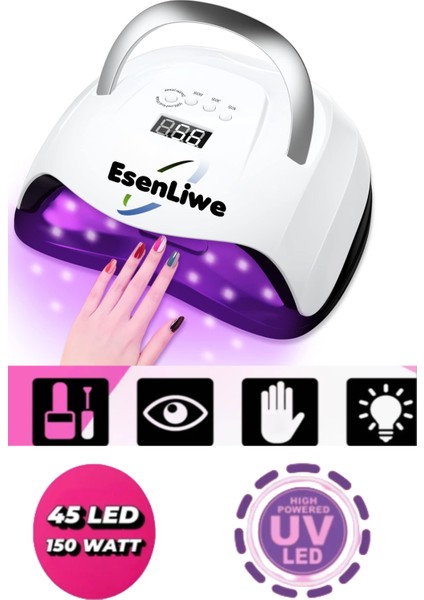 X15 Uv LED Tırnak Kurutucu 150 Watt 45 LED Protez Tırnak Kalıcı Oje Kurutma Makinası