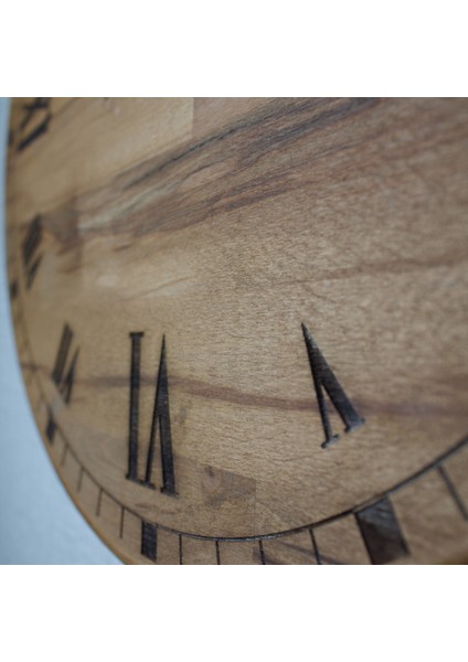 Sessiz Mekanizmalı Ahşap Duvar Saati - 42 cm - Romen Rakamlı modelleri