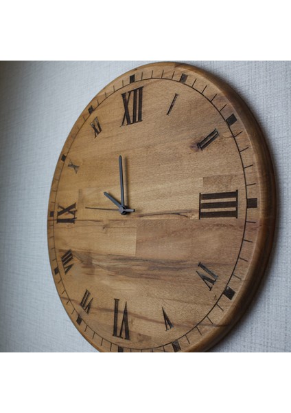 Sessiz Mekanizmalı Ahşap Duvar Saati - 42 cm - Romen Rakamlı indirimleri