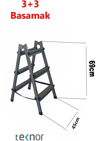 Çift Taraflı Dayanıklı 3+3 Metal Basamaklı Merdiven fiyatları